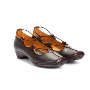 Pikolinos Brown Rope Lace Up Leather Ballet Flats Women Slip On Size 10